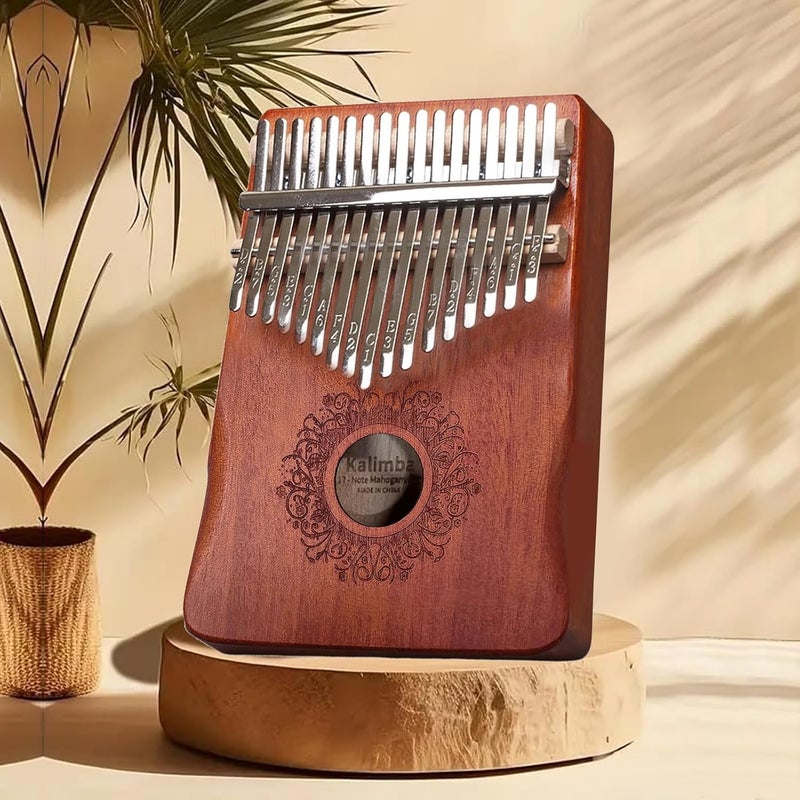 ShaykHss Kalimba Portable 17 Keys Thumb Piano, Portable Mahogany Mbira Finger Piano with Protection Case, Carrying Bag, Instruction, Tune Hammer for Beginners Professional Holiday Gift (Brown) - Image 4